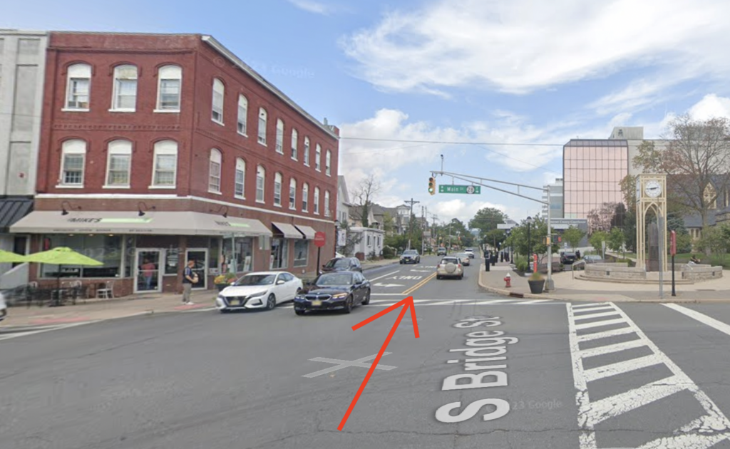 After you cross Main St. , S Bridge St. becomes N Bridge St. Somerset County Courthouse will be on your right